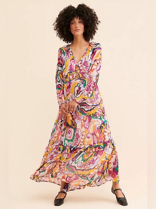 Anthropologie Dresses & Skirts - Anthropologie Marais Chiffon Colorful Printed Maxi Dress XS